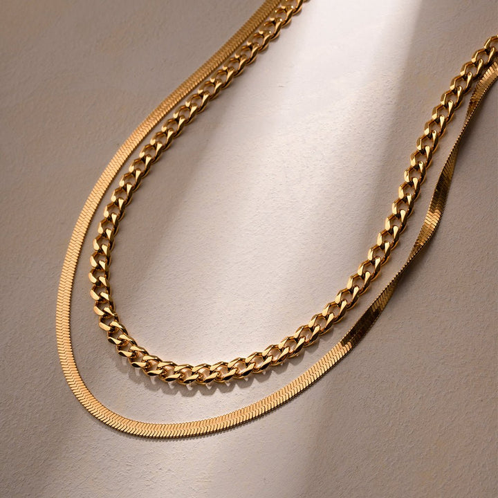 18K Gold - Plated Double Layered Necklace - Boss Lady Boutique