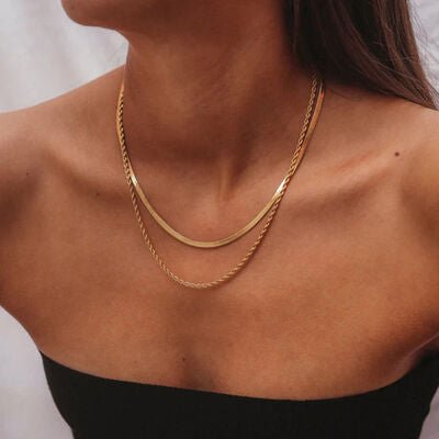 18K Gold - Plated Double - Layered Necklace - Boss Lady Boutique