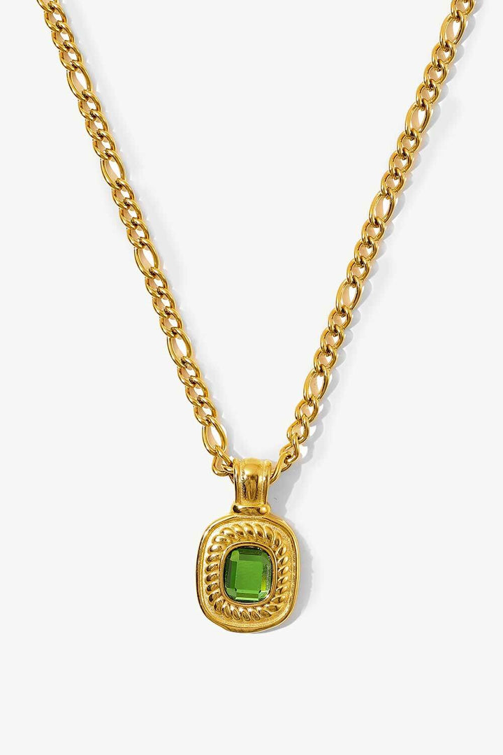 18K Gold Plated Inlaid Rhinestone Pendant Necklace - Boss Lady Boutique