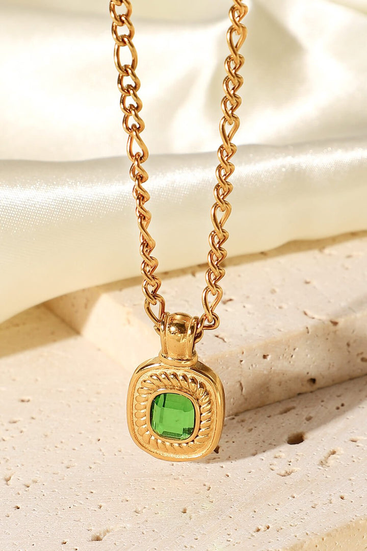 18K Gold Plated Inlaid Rhinestone Pendant Necklace - Boss Lady Boutique