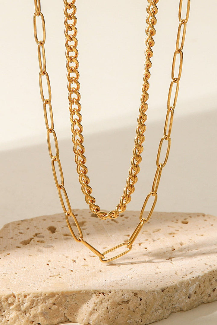 18K Gold Plated Layered Chain Necklace - Boss Lady Boutique