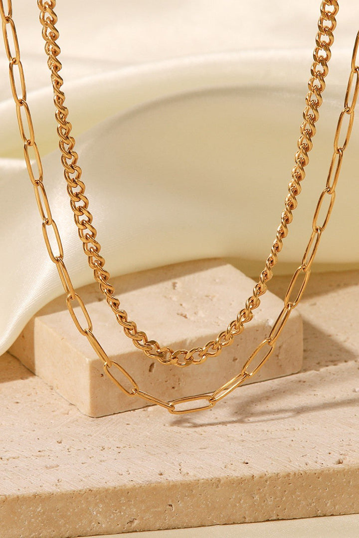 18K Gold Plated Layered Chain Necklace - Boss Lady Boutique