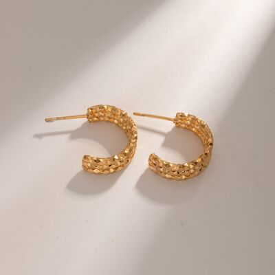 18K Gold - Plated Stainless Steel C - Hoop Earrings - Boss Lady Boutique